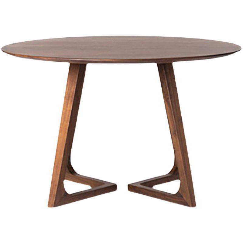 Modern Round Dining Table Pine Solid Wood Natural Double Pedestal Table