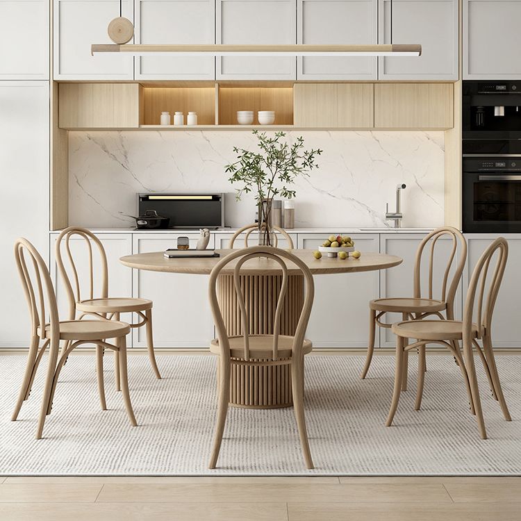 Nordic 1/2/4/7 Pieces Dining Set Round Wood Dining Table for Dining Room