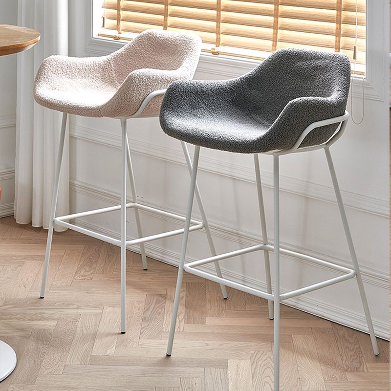 Scandinavian Upholstered Armed Bar Stool Matte Finish Footrest Home Stool
