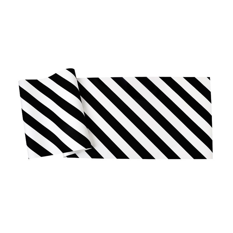 33' x 20.5" Nordic Wallpaper Roll for Accent Wall with Diagonal Stripe in Black and White