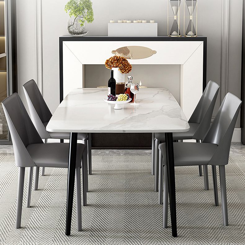 Leather Contemporary Restaurant Side Chair Solid Color Parsons Dining Chair