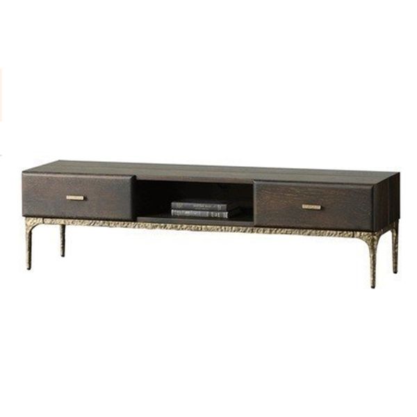 15.75"W TV Stand Industrial Style Solid Wood Brown TV Console with Drawer