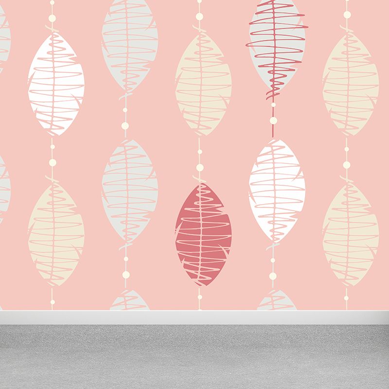 Modern Feather String Mural Decal Light Color Waterproofing Wall Covering for Living Room