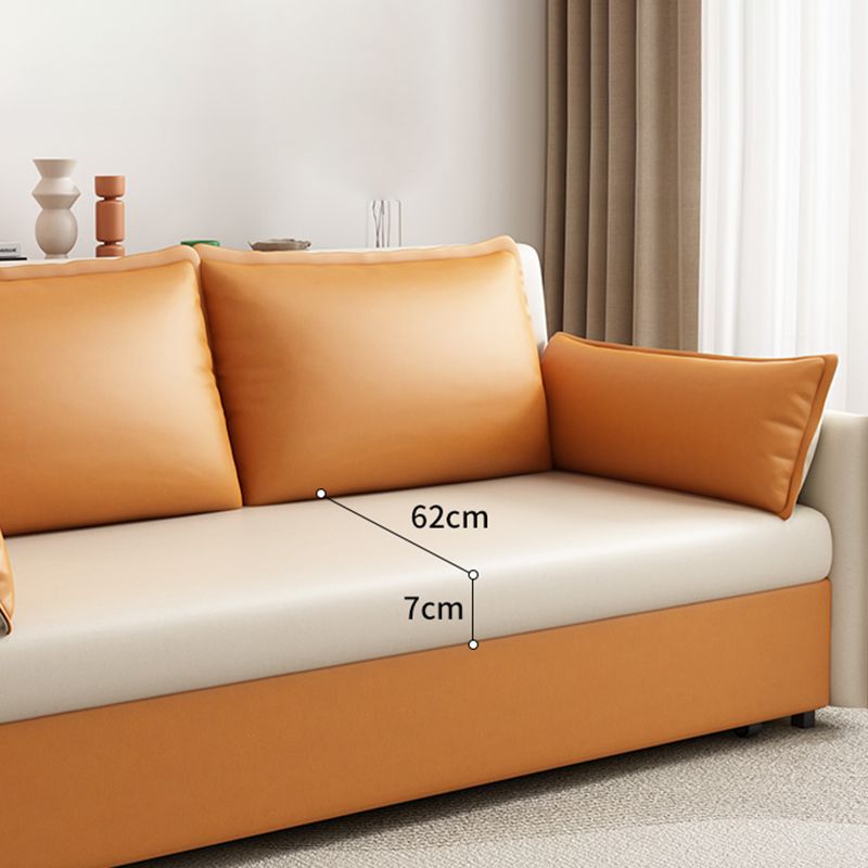 Modern Faux Leather Sleeper Sofa 35.43"H Upholstered Pillow Top Arms Sofa Bed