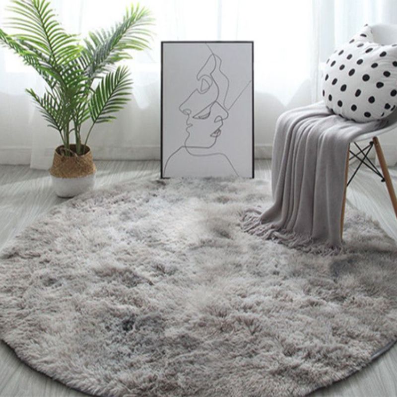 Grey Minimalist Rug Polyester Pure Color Rug Non-Slip Backing Rug for Living Room