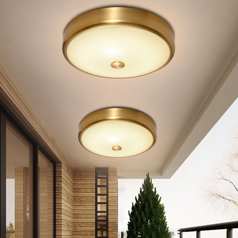 Lampada da incasso rotonda Lampada da incasso tradizionale impermeabile con paralume in vetro