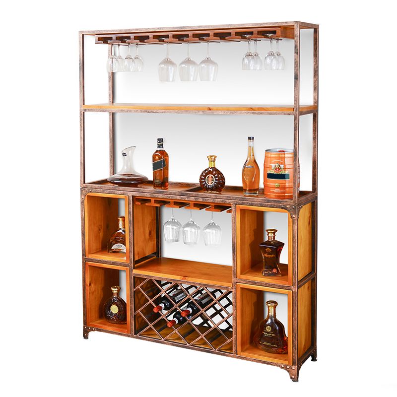 Industrial Wine Glass Stemware Rack Holder Floor Solid Wood Wine Rack Kit