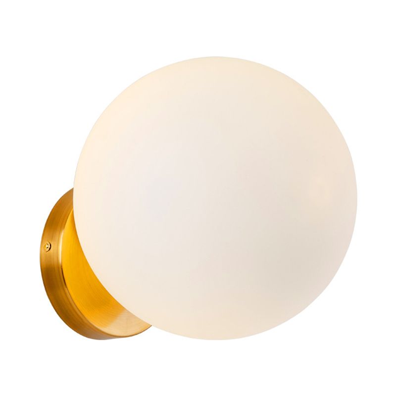 1 Glühbirnen Schlafzimmer Wandlampe modernistische Goldleuchte Leuchte mit Ball Opalglas Schatten