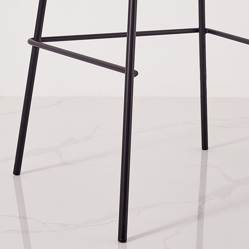 Modern Backrest Armless Counter Stool Leather Upholstered Bar Stool with Metal Base