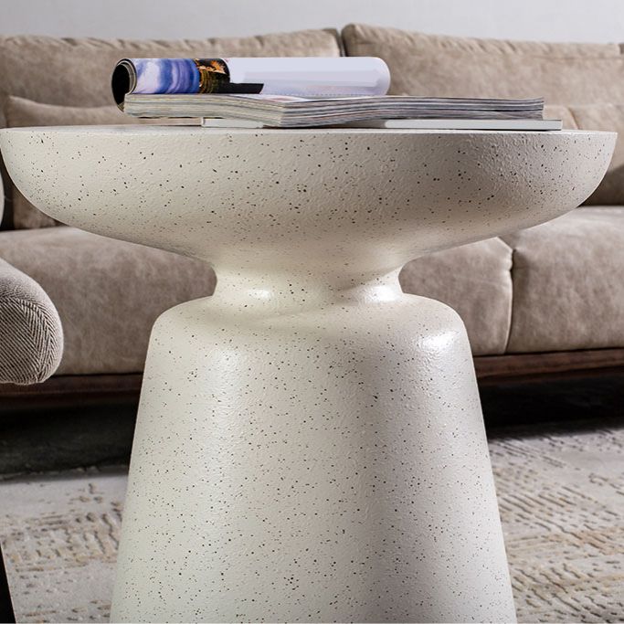 Round White Metal Coffee Table Pedestal 1 Single Cocktail Table