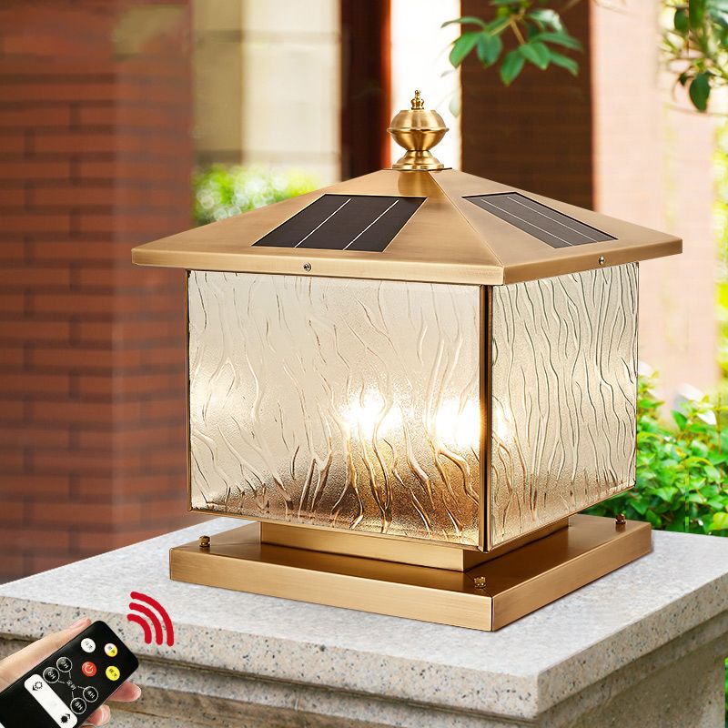 Square Shape Pillar Lamp Modern Brass Outdoor Waterproof Light