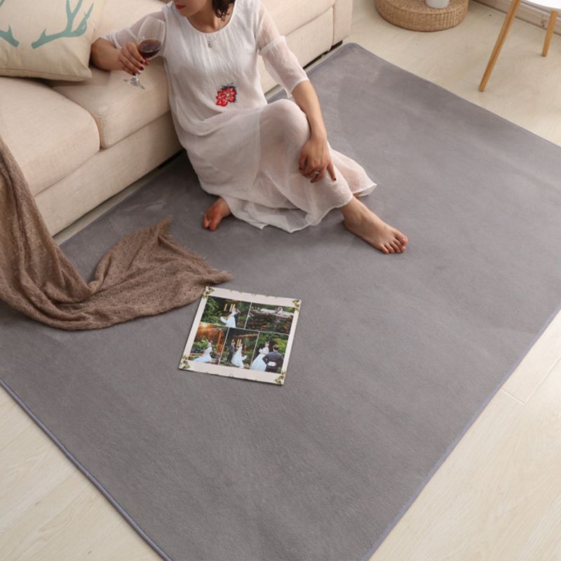 Simple Multi Color Plain Rug Polyster Relaxing Area Carpet Non-Slip Easy Care Washable Indoor Rug for Parlor