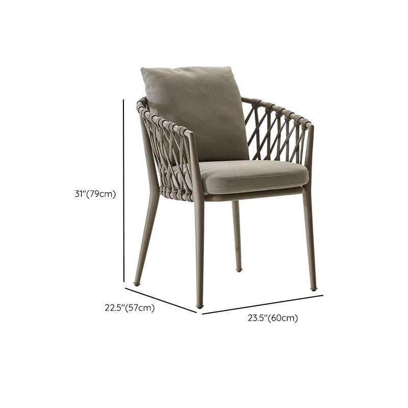 Tropical Rattan Patio Dining Chair Open Back Outdoor Arm Chair