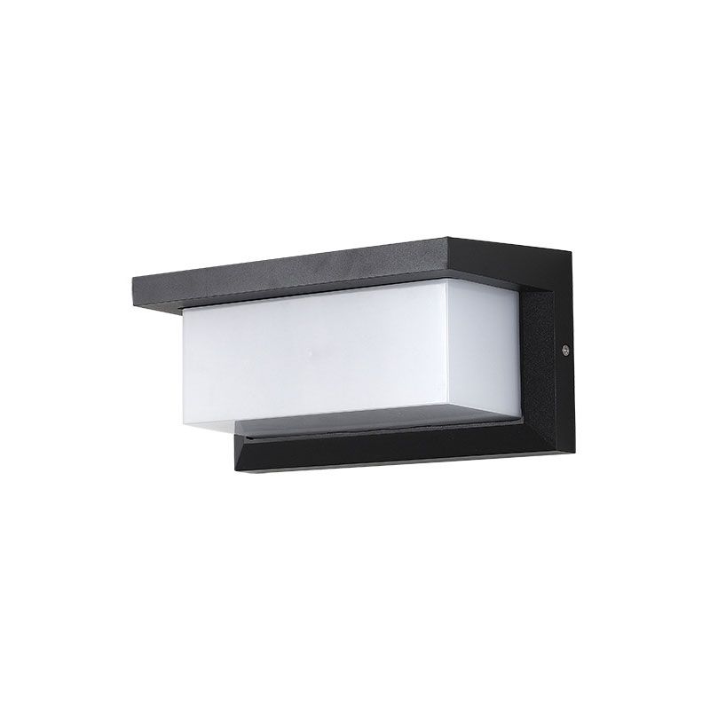 Rectangular Courtyard Sconce Lighting Metallic Modern LED Wall Light Fixture in Black