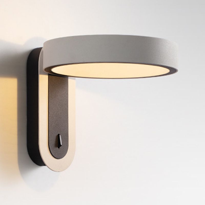 1 Light Geometric Wall Lighting Fixture Contemporary Metal in Grey