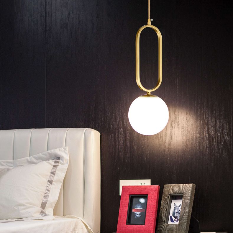 Lampada appesa alla palla bianca SEMPLICITÀ STHILE GLIGLIE LUCE PENDANTE APPOSTAZIONE PER CAMERA