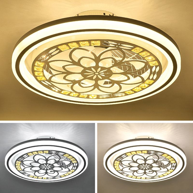 Modern Style Ceiling Fan Lamp LED Crystal Ceiling Mount Light with Acrylic Shade