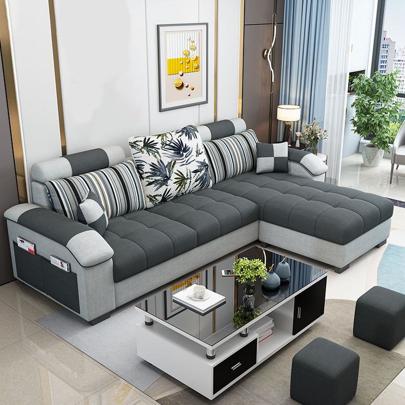 Modern Square Arm Sectionals 31.5"H High Back Sofa with Storage