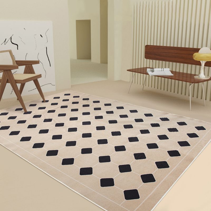 Black Modern Indoor Rug Polyester Diamond Rug Non-Slip Backing Rug for Living Room