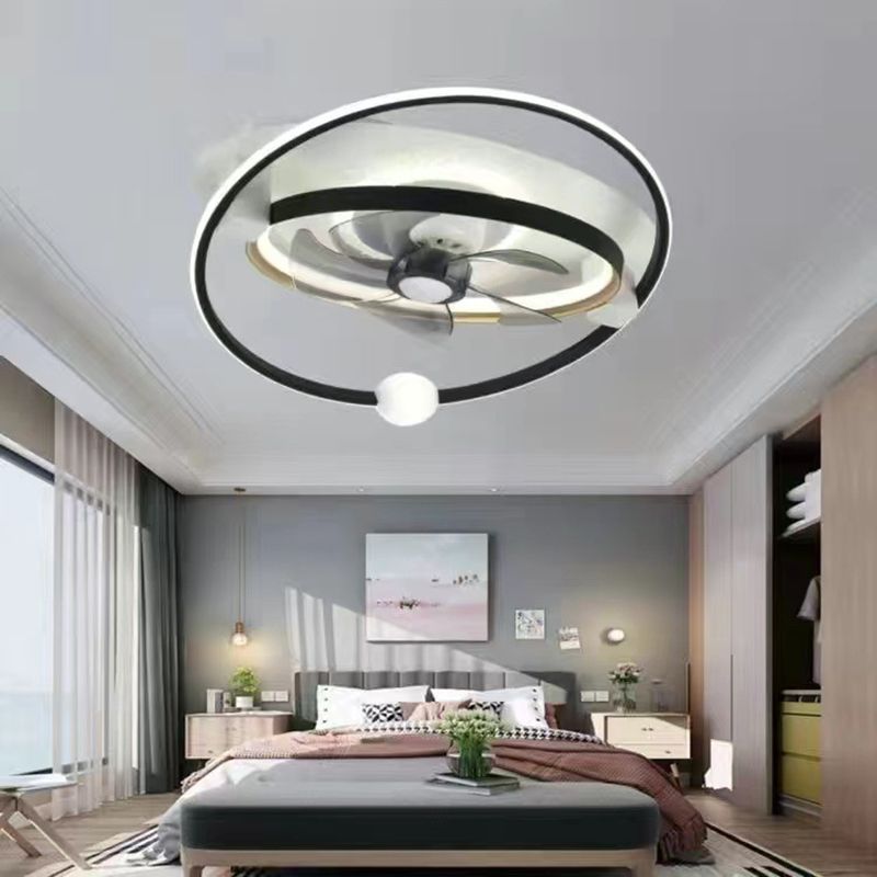 5-Blade Children LED Ceiling Fan Metallic Polish Finish Fan with Light for Room