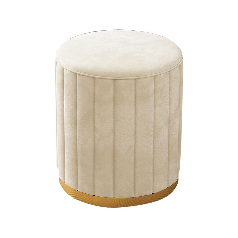 Glam Pouf Ottoman Velvet Upholstered Solid Color Cylinder Shape Ottoman