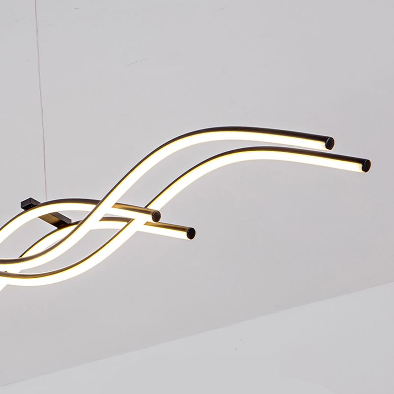 Ideas de iluminación de la isla de forma lineal de estilo moderno metal 4 colgantes de la isla ligera