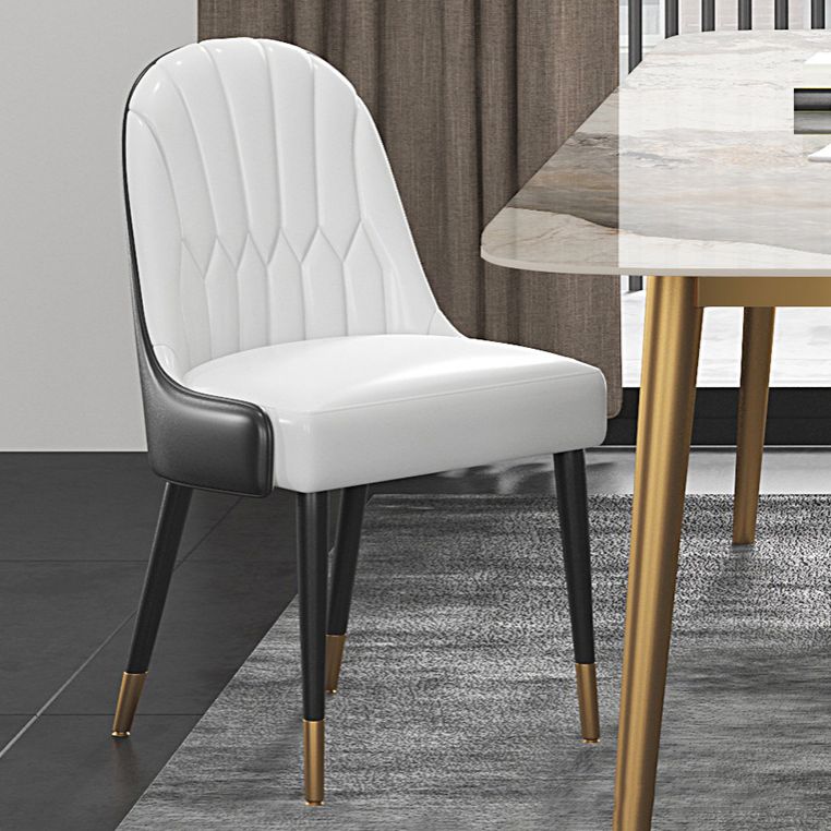 Glam Dinette Set for Dining Room 1/4/6/7 Pieces Glossy White Dining Table Set