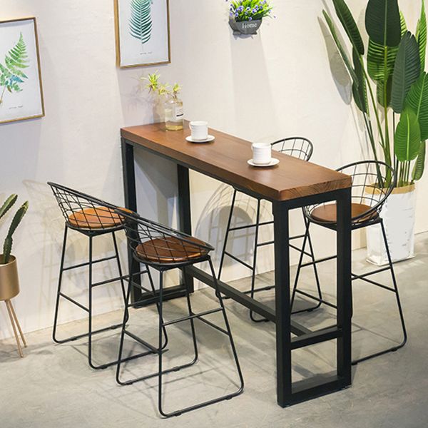 Dining Room Industrial Style Barstool Iron Pedestal Bar Stool with Pedal