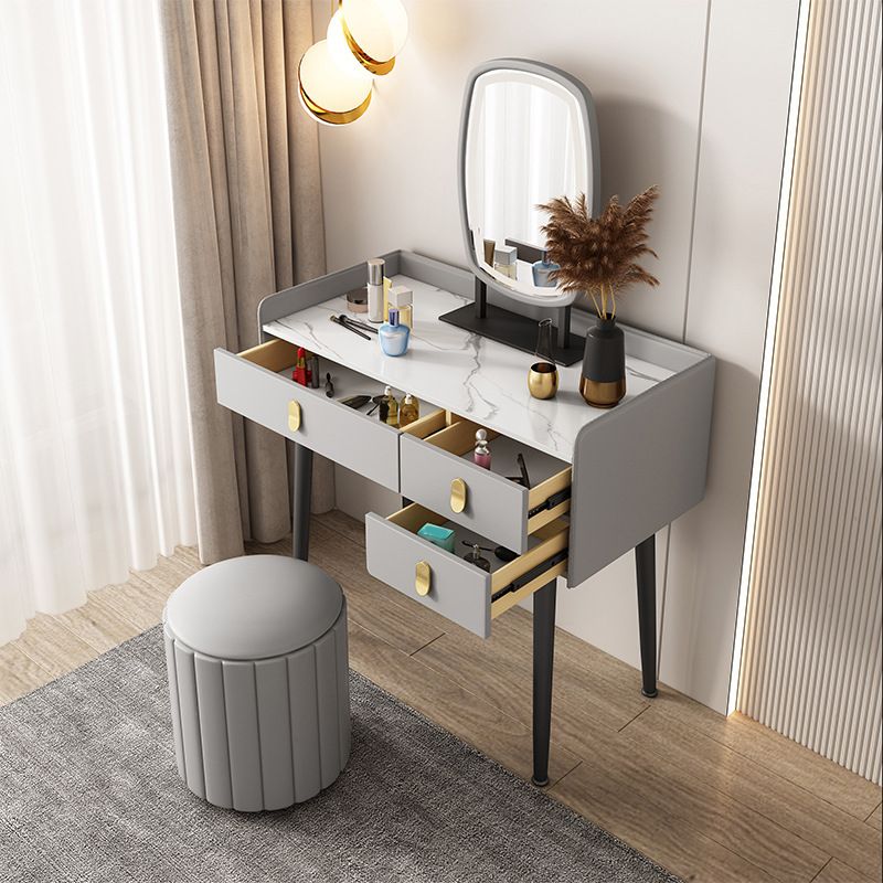 3 Drawers Makeup Table Desk Vanity Faux Leather Vanity Table