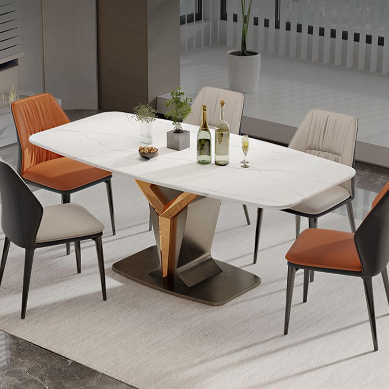 Rectangle Pedestal Dinner Room Kitchen Table Modern Dining Site Table