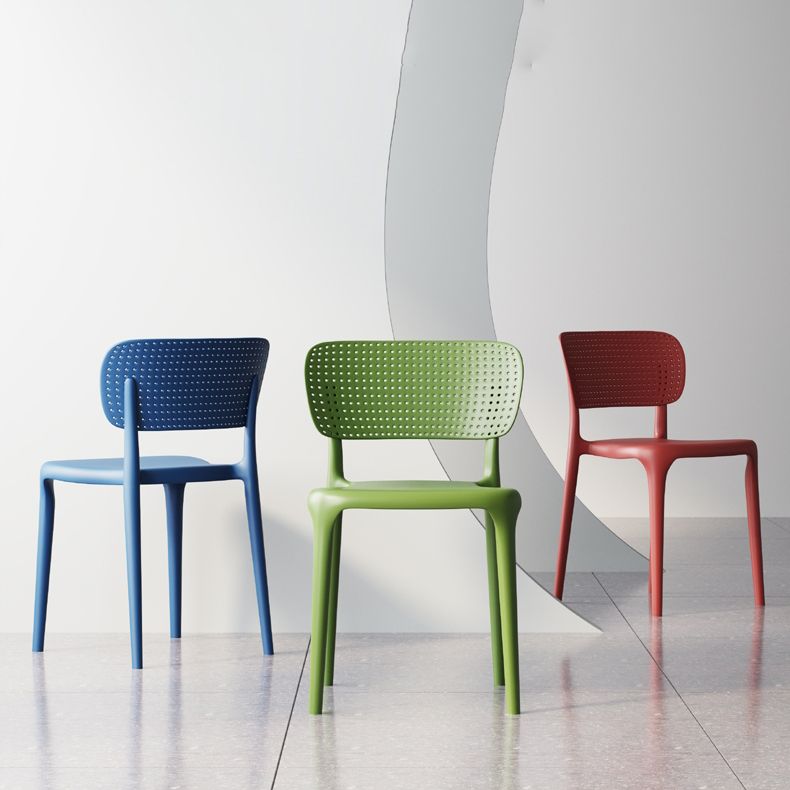Silla lateral de comedor escandinava de plástico, silla con respaldo abierto de cocina