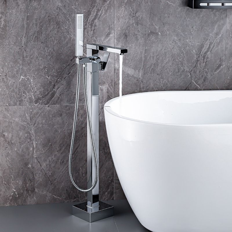 Contemporary Freestanding Tub Filler Brass Tub Filler with Hand-shower