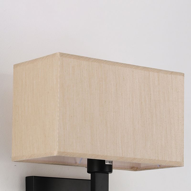 Metal Wall Sconce Rectangle Shape Modern Wall Light with Fabric Shade for Study