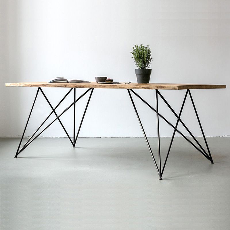 Modern Black and Gold Wood Table Rectangle Dining Table for Kitchen