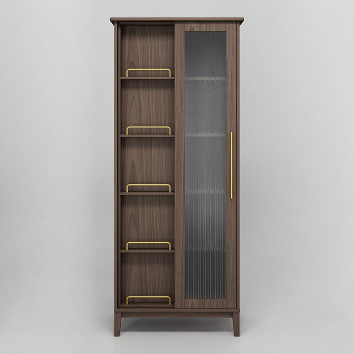 Glam Antique Finish Shelf Bookcase Standard Book Shelf with Shelves