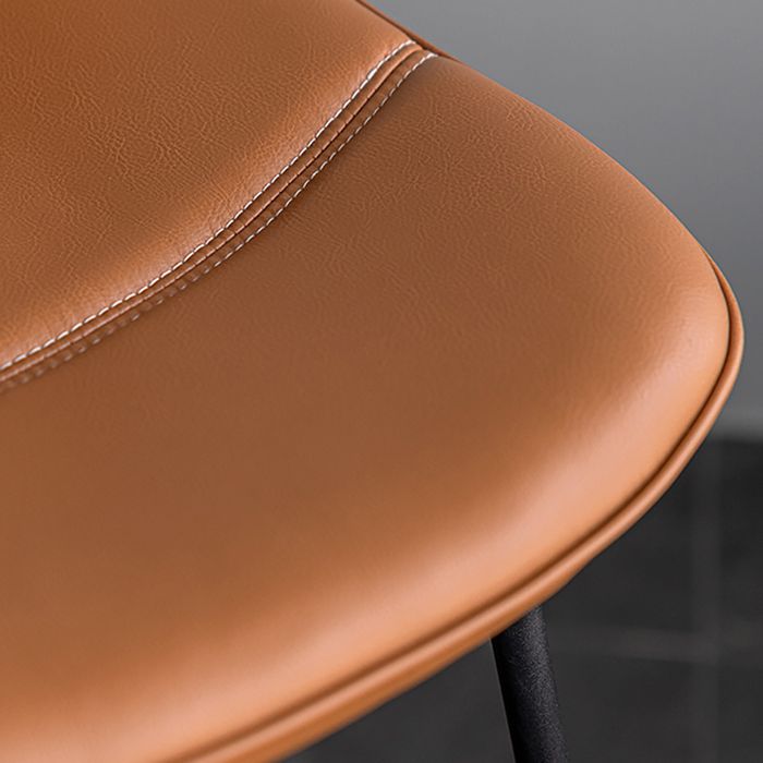Minimalist Style Leather Counter Stool Low Back Stools with Metal Legs