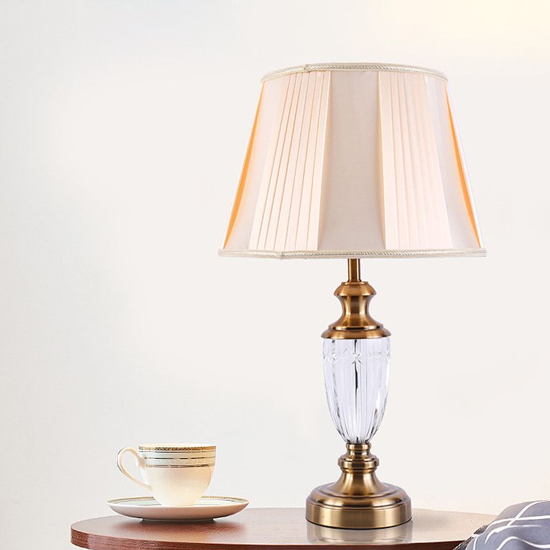Éclairage de travail en forme d'urne Modernisme Lampe de lecture à 1 tête en cristal taillé à la main en beige
