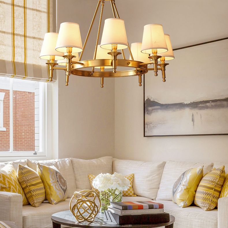 Gold Copper Pendant Light in Traditional Classic Style Fabrics Sputnik Hanging Light for Living Room