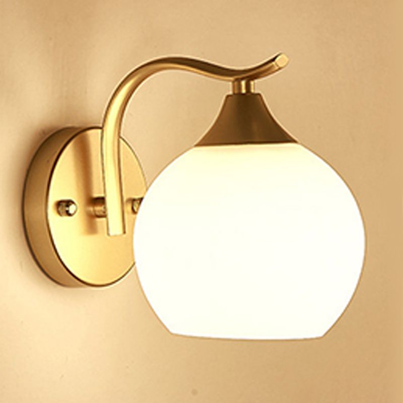Modern Style Globe Shape Wall Light Glass Sconces for Bedroom