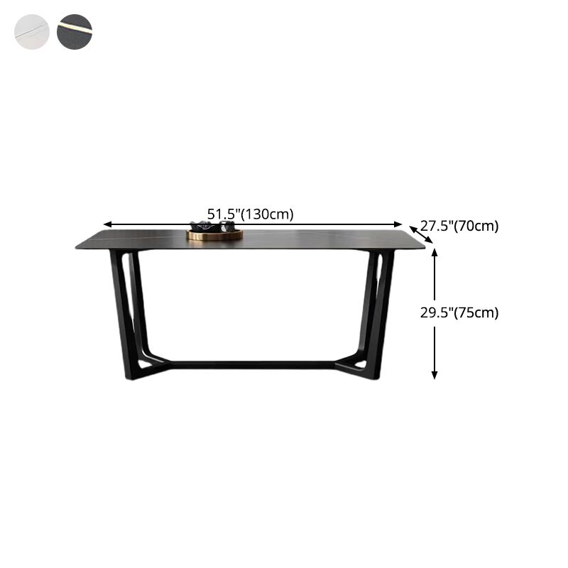Mesa de comedor de estilo industrial mesa de piedra rectangular con base de caballete