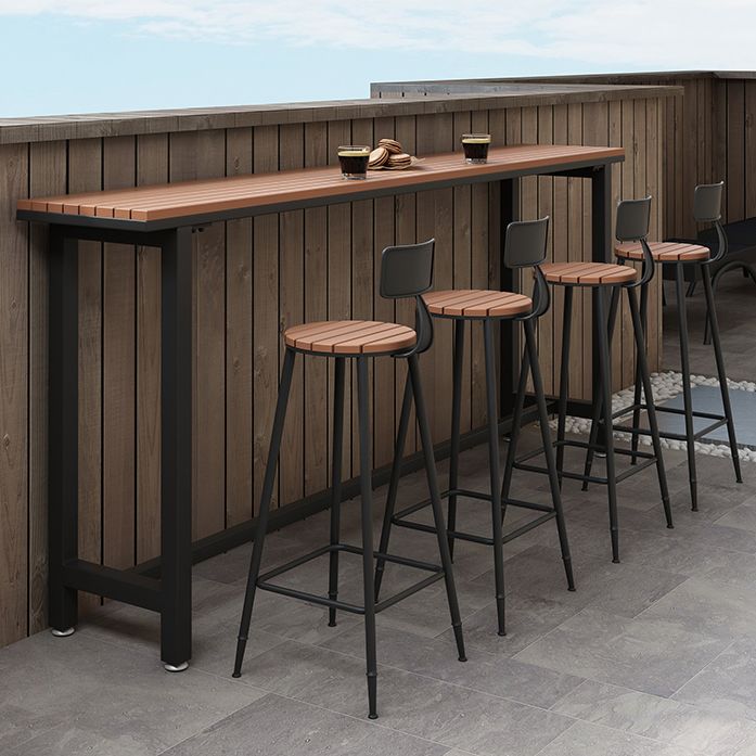 Industrial Style 1/5 Pieces Metal Bar Table Set Reclaimed Wood Bar Height Set for Outdoor