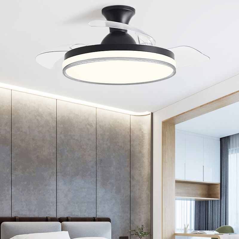 Circular Bedroom Ceiling Fan Light Frequency Conversion Nordic Style LED Semi Flush Mount