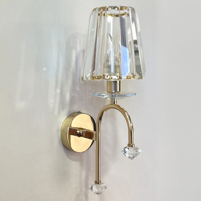 Geometric Shape Crystal Wall Sconces Modern 1 Light Wall Mount Light Fixture in Gold