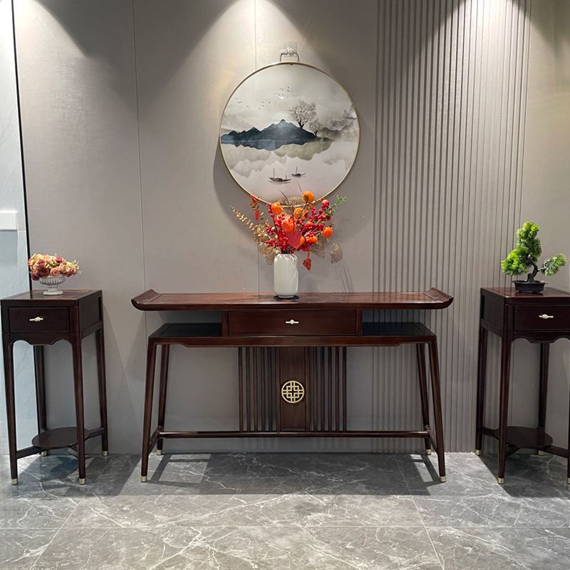 Rectangle Shape Contemporary Console Table Wood in Brown Console Sofa Table