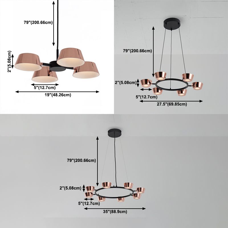 Postmodern Style Chandelier Light Fixture Metal Rose Gold Pendant Light for Living Room