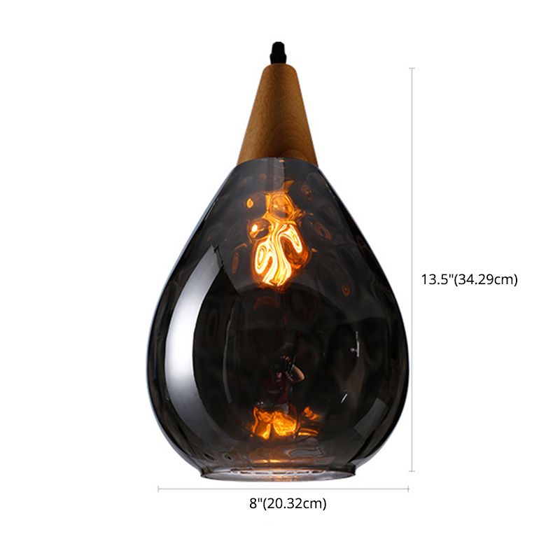 Cortique créatif moderne simple Cone en bois léger lampe suspendue avec une teinte en verre