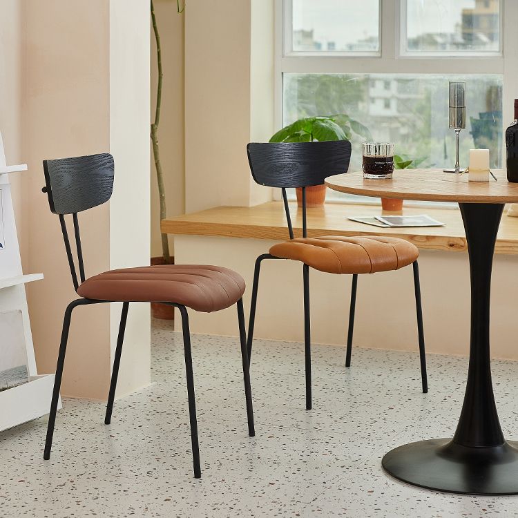 Chaise de salle à manger de style industriel, chaises latérales de cuisine sans accoudoirs avec pieds en métal