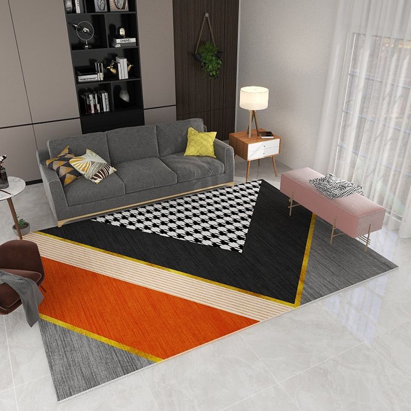 Modern Color-Blocking Geometric Rug Multicolor Polypropylene Rug Machine Washable Non-Slip Pet Friendly Area Rug for Room