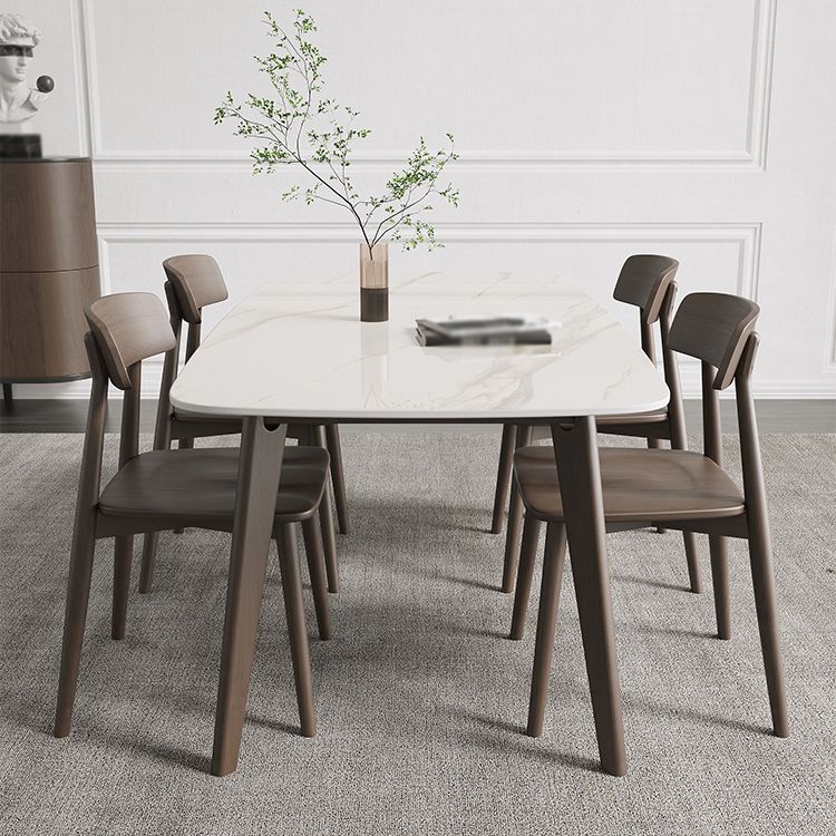 Mesa de comedor rectangular de piedra sinterizada moderna para comedor