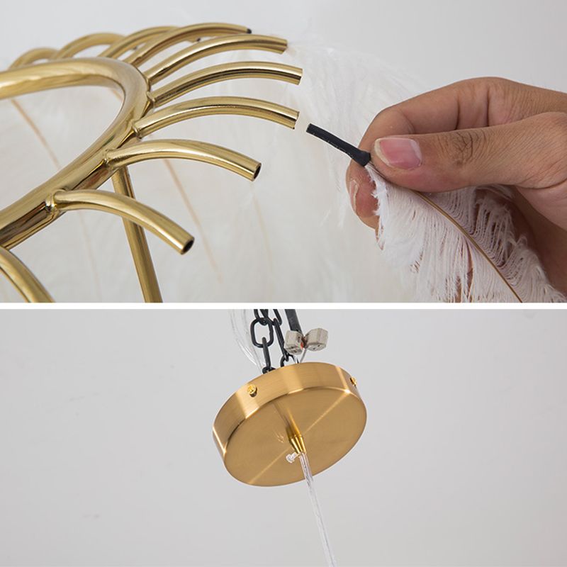 Koepelvormige hanglamp armatuur Noordse stijl veren slaapkamer kroonluchter hanglampje